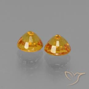 Pedras preciosas de Safira Laranja-dourado médio-claro natural de 1.55 ct, Redondo, VS