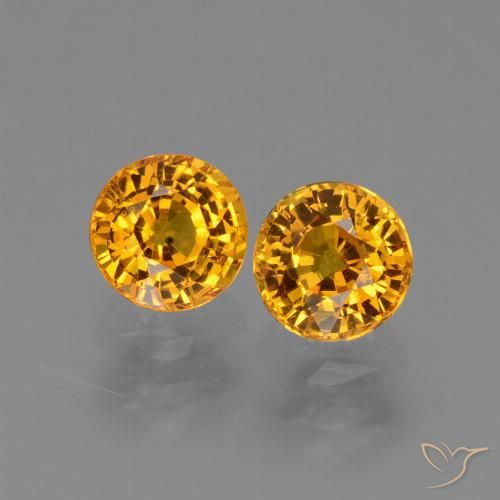 1.56ctw Natural Laranja-dourado médio Safira, Redondo, VS