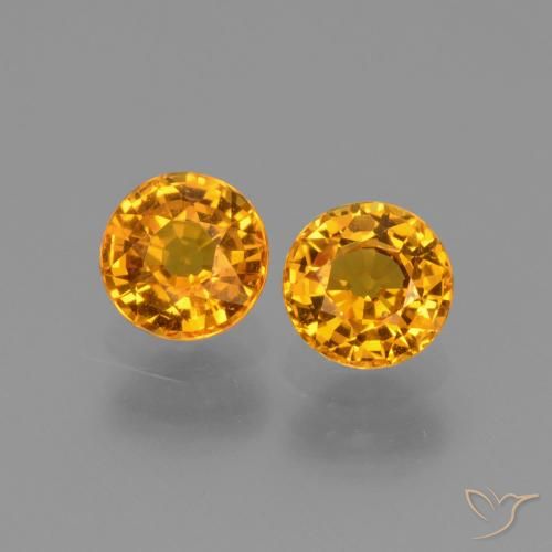 1.27ctw Natural Laranja-Ouro Safira, Redondo, VS