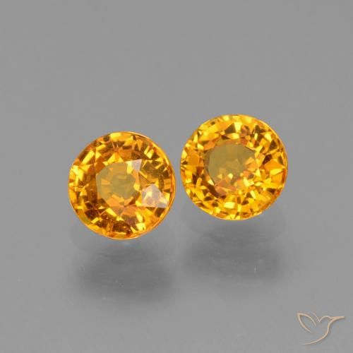 Pedras preciosas de Safira Laranja-Ouro natural de 1.27 ct, Redondo, VS
