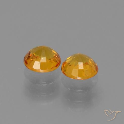 Pedras preciosas de Safira Laranja-Ouro natural de 1.27 ct, Redondo, VS