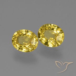 Pedras preciosas de Safira amarelo médio natural de 1.41 ct, oval, VVS