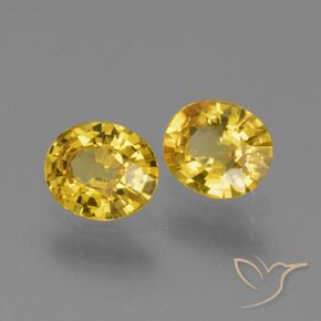Pedras preciosas de Safira Amarelo escuro natural de 1.39 ct, oval, VS