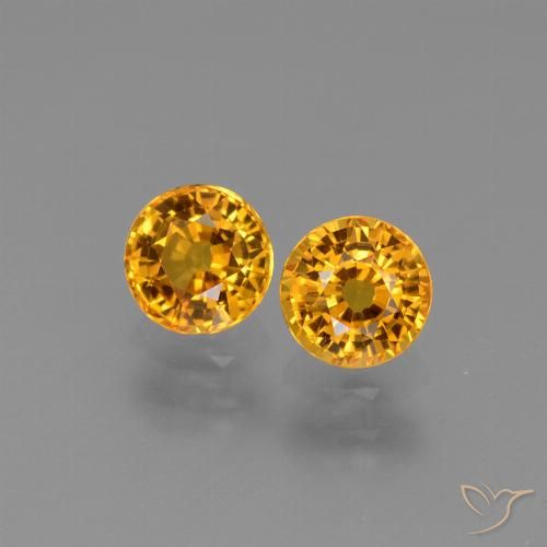 1.38ctw Natural Laranja Profundo-Ouro Safira, Redondo, VS