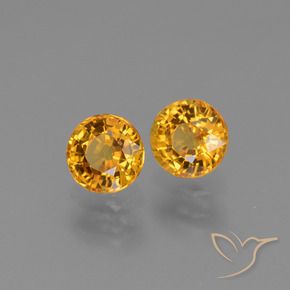 Pedras preciosas de Safira Laranja Profundo-Ouro natural de 1.38 ct, Redondo, VS