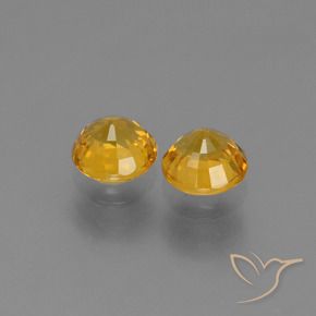 Pedras preciosas de Safira Laranja Profundo-Ouro natural de 1.38 ct, Redondo, VS