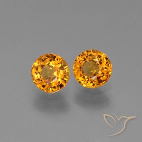 Pedras preciosas de Safira Laranja Profundo-Ouro natural de 1.27 ct, Redondo, VS