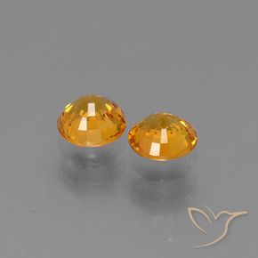 Pedras preciosas de Safira Laranja Profundo-Ouro natural de 1.27 ct, Redondo, VS