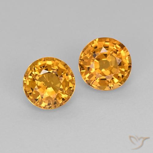 1.09ctw Natural Laranja escuro-dourado Safira, Redondo, VS