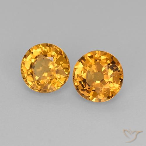 Pedras preciosas de Safira Laranja escuro-dourado natural de 1.09 ct, Redondo, VS