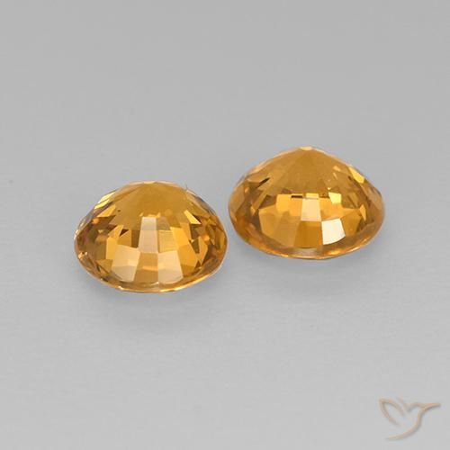 Pedras preciosas de Safira Laranja escuro-dourado natural de 1.09 ct, Redondo, VS