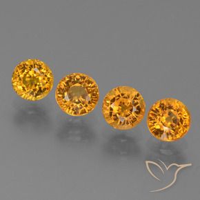Pedras preciosas de Safira Laranja Profundo-Ouro natural de 2.92 ct, Redondo, VVS-VS