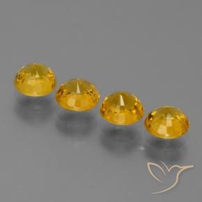 Pedras preciosas de Safira Laranja Dourado Profundo natural de 3.02 ct, Redondo, VS