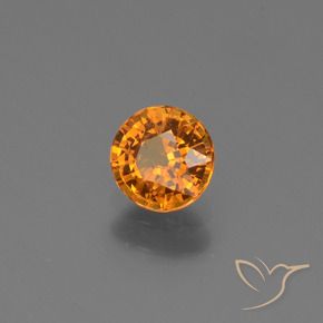 Safira Laranja médio-escuro Natural 0.67ct, Redondo, VS-SI