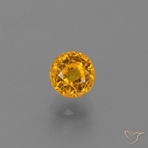 0.84ct Natural Laranja Profundo-Ouro Safira, Redondo, VS