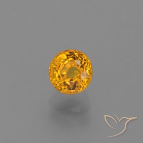 Safira Laranja Profundo-Ouro Natural 0.84ct, Redondo, VS