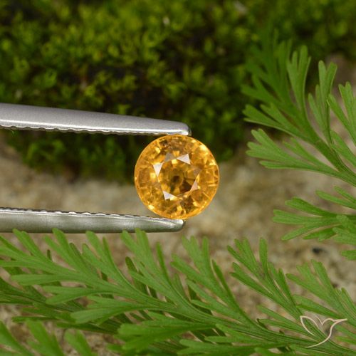 0.73ct Natural Laranja escuro-dourado Safira, Redondo, VS