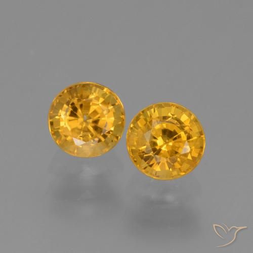 1.38ctw Natural Laranja Dourado Profundo Safira, Redondo, VS-SI