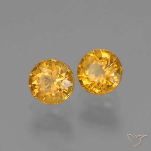 Pedras preciosas de Safira Laranja Dourado Profundo natural de 1.38 ct, Redondo, VS-SI