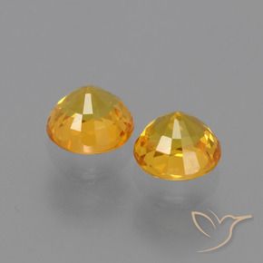 Pedras preciosas de Safira Laranja Dourado Profundo natural de 1.36 ct, Redondo, VVS-VS
