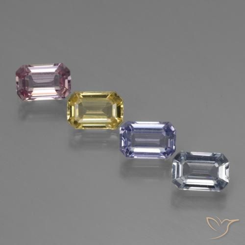 Pedras preciosas de Safira Multicolorido natural de 2.90 ct, Corte Octógono / Esmeralda, VVS-VS