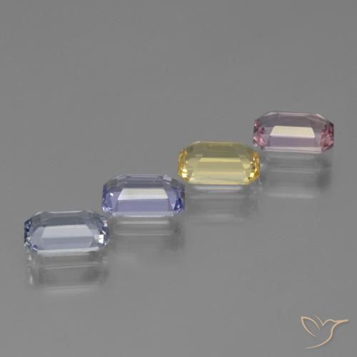 Pedras preciosas de Safira Multicolorido natural de 2.90 ct, Corte Octógono / Esmeralda, VVS-VS