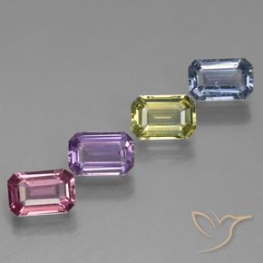 Pedras preciosas de Safira Multicolorido natural de 2.69 ct, Corte Octógono / Esmeralda, VVS-VS