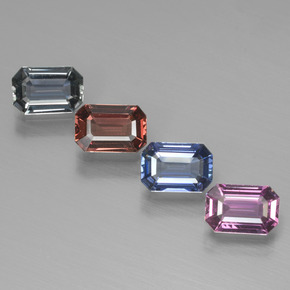 Pedras preciosas de safira multicolorido natural de 2,62 ct, corte esmeralda, VVS-VS
