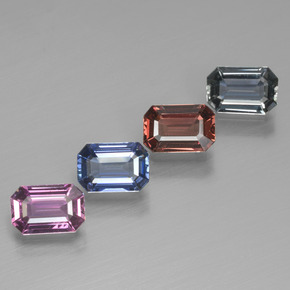 Pedras preciosas de safira multicolorido natural de 2,62 ct, corte esmeralda, VVS-VS