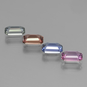 Pedras preciosas de safira multicolorido natural de 2,62 ct, corte esmeralda, VVS-VS