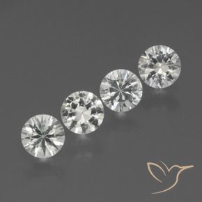 Pedras preciosas de Safira Branco claro natural de 1.42 ct, Redondo, VS