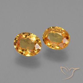 Pedras preciosas de Safira Laranja Profundo-Ouro natural de 1.54 ct, oval, VS