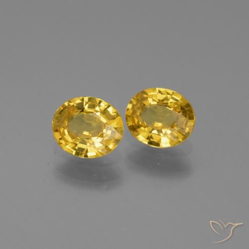 Pedras preciosas de Safira amarelo médio natural de 1.28 ct, oval, VS