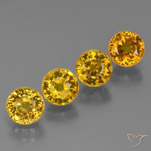 Pedras preciosas de Safira Mel amarelo natural de 3.07 ct, Redondo, VS