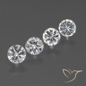 Pedras preciosas de Safira Branco claro natural de 1.27 ct, Redondo, VS