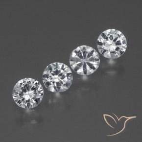 Pedras preciosas de Safira Branco claro natural de 1.44 ct, Redondo, VS