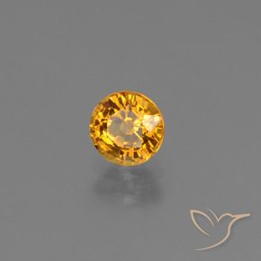Safira Laranja escuro-dourado Natural 0.74ct, Redondo, VS