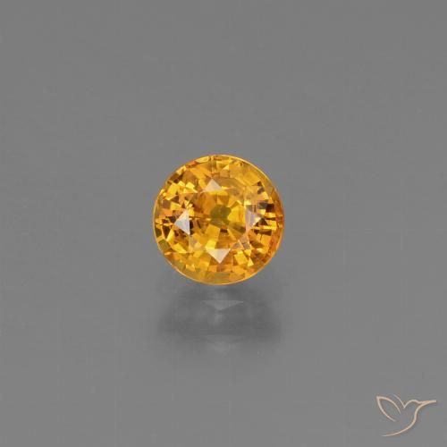 0.77ct Natural Laranja escuro-dourado Safira, Redondo, VS