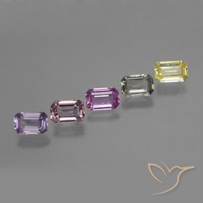 Pedras preciosas de Safira Multicolorido natural de 3.19 ct, Corte Octógono / Esmeralda, VVS-VS