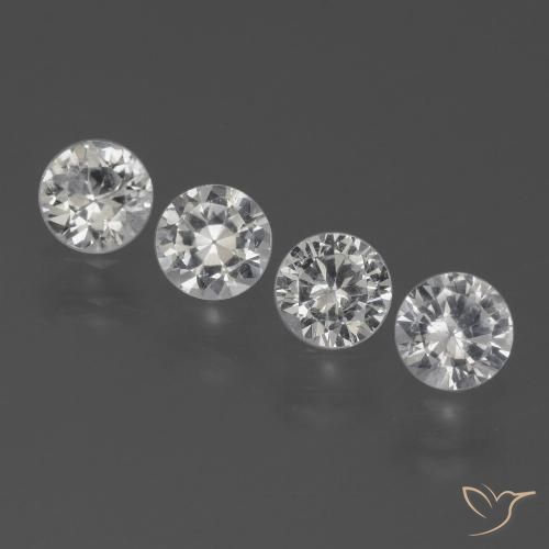Pedras preciosas de Safira Branco claro natural de 1.54 ct, Redondo, VS