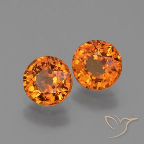 Pedras preciosas de Safira Laranja médio-escuro natural de 1.39 ct, Redondo, VS