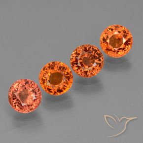 Pedras preciosas de Safira fogo laranja natural de 2.98 ct, Redondo, VVS-VS