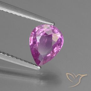 Safira roxo médio Natural 1.32ct, Formato de pêra, VS-SI