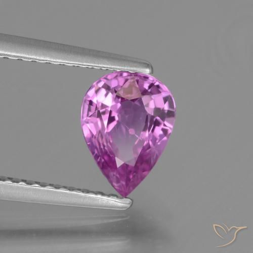 Safira Roxo Rosado Intenso Natural 1.19ct, Formato de pêra, VS-SI