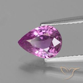 Safira Roxo Rosado Intenso Natural 1.48ct, Formato de pêra, VS