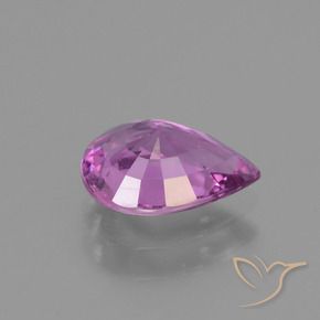 Safira Roxo Rosado Intenso Natural 1.48ct, Formato de pêra, VS