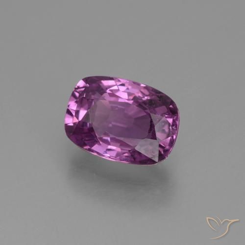 Safira roxo elétrico Natural 1.38ct, Almofada, VS