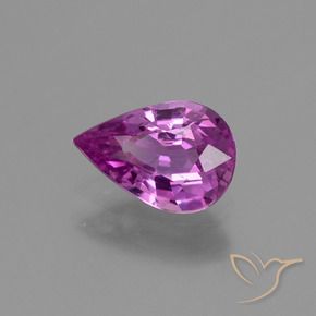 Safira Roxo Rosado Intenso Natural 1.23ct, Formato de pêra, VVS-VS