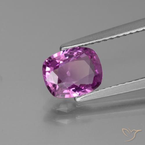 Safira Roxo Rosado Intenso Natural 1.45ct, Almofada, VS