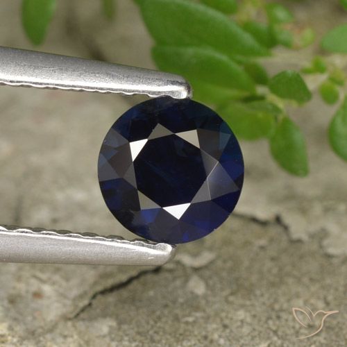 0.56ct Natural Azul escuro Safira, Redondo, VS